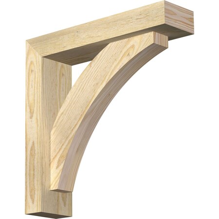 Ekena Millwork Thorton Block Rough Sawn Bracket w/ Offset Brace, Douglas Fir, 4"W x 16"D x 16"H BKT0402X16X16THR05RDF